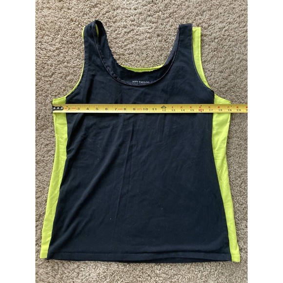 Ann Taylor Womens Large/XL Black Yellow Tank Top Sleeveless Layering Scoop Neck - Picture 7 of 7